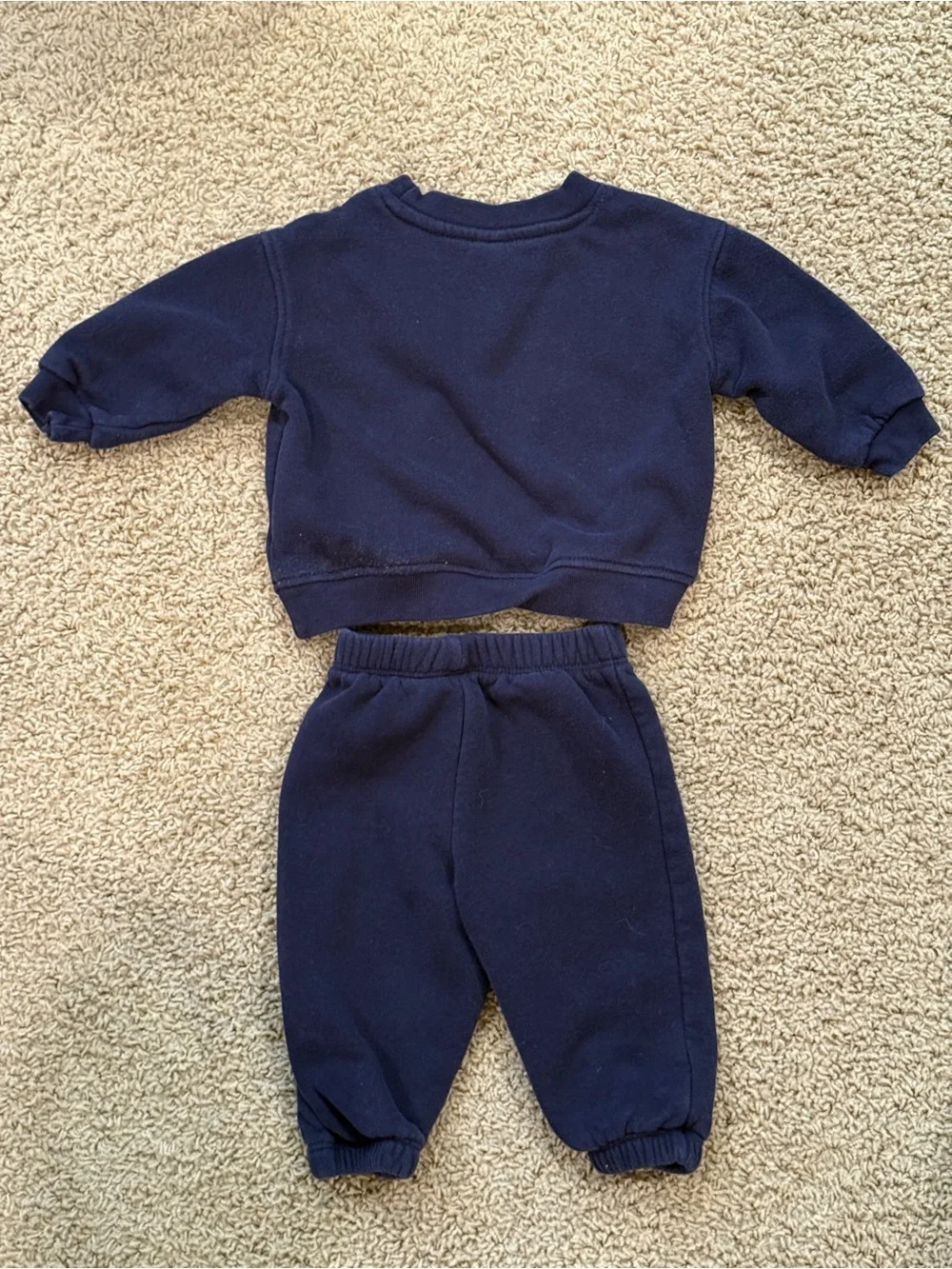 Baby GAP Navy Blue Sweatshirt & Sweatpants Set with Iconic Bear Patch 6-9M
